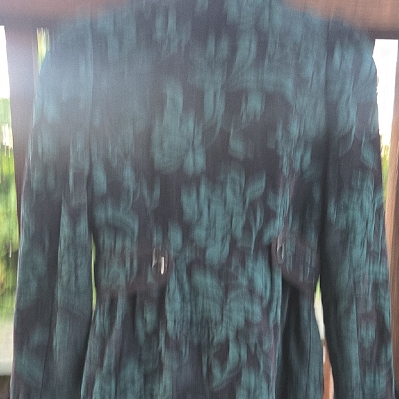 Elevenses Teal and Black Floral Trench Coat